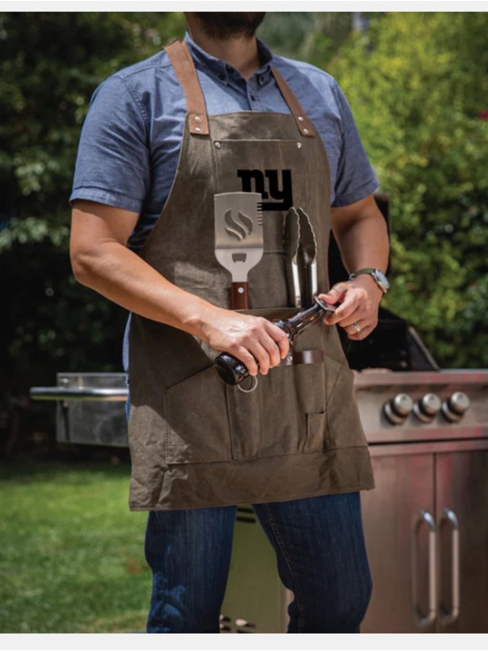 NEW YORK GIANTS - BBQ APRON WITH BOTTLE OPENER